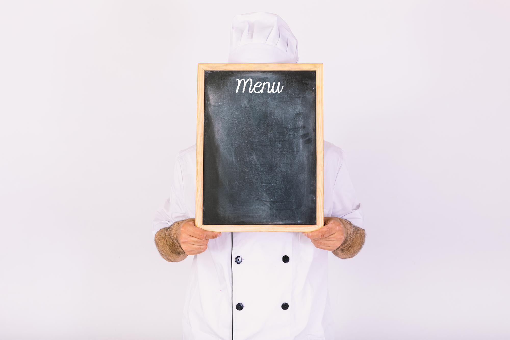 Tasting menu sample on slate board